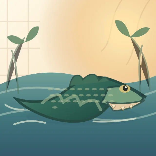 Go4D original illustration of Crocodile, a documented meaning for 0525