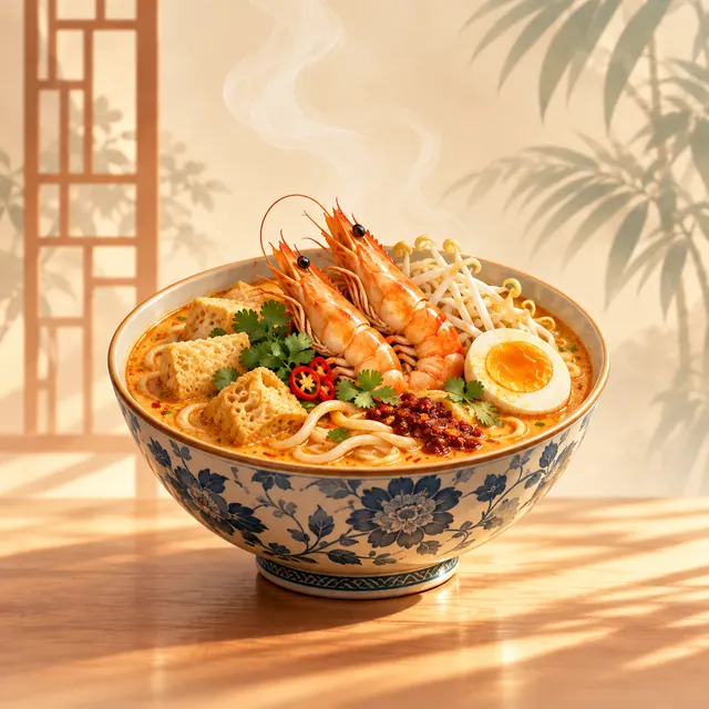 Go4D original illustration of Curry Laksa, a documented meaning for 9127